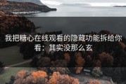 我把糖心在线观看的隐藏功能拆给你看：其实没那么玄