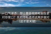 一口气讲透：想让蘑菇视频电脑版更对你胃口？先把隐私选项这两步做对（这才是关键）