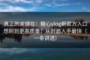 真正的关键在：糖心vlog新官方入口想刷到更高质量？从封面入手最快（一条讲透）