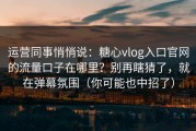 运营同事悄悄说：糖心vlog入口官网的流量口子在哪里？别再瞎猜了，就在弹幕氛围（你可能也中招了）