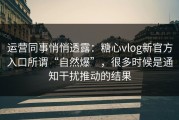 运营同事悄悄透露：糖心vlog新官方入口所谓“自然爆”，很多时候是通知干扰推动的结果