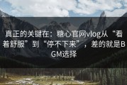 真正的关键在：糖心官网vlog从“看着舒服”到“停不下来”，差的就是BGM选择