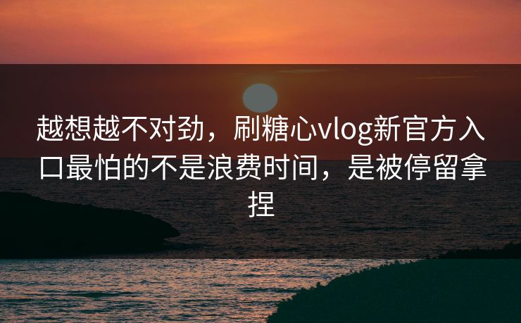 越想越不对劲，刷糖心vlog新官方入口最怕的不是浪费时间，是被停留拿捏