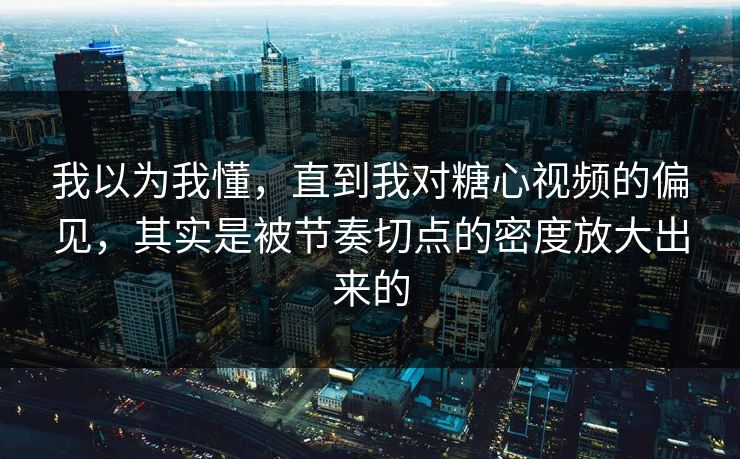 我以为我懂，直到我对糖心视频的偏见，其实是被节奏切点的密度放大出来的