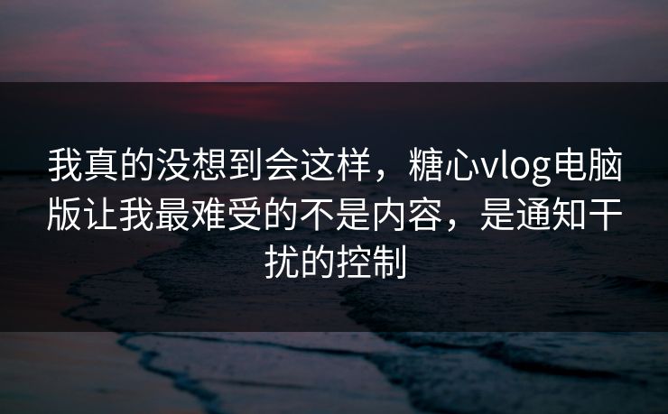 我真的没想到会这样，糖心vlog电脑版让我最难受的不是内容，是通知干扰的控制