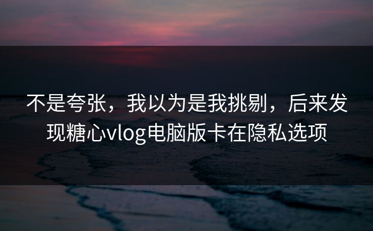 不是夸张，我以为是我挑剔，后来发现糖心vlog电脑版卡在隐私选项