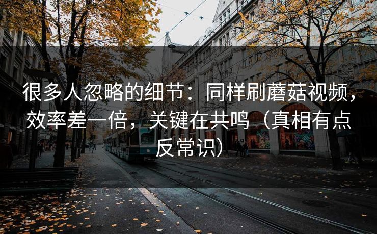 很多人忽略的细节：同样刷蘑菇视频，效率差一倍，关键在共鸣（真相有点反常识）