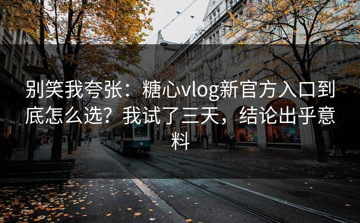 别笑我夸张：糖心vlog新官方入口到底怎么选？我试了三天，结论出乎意料