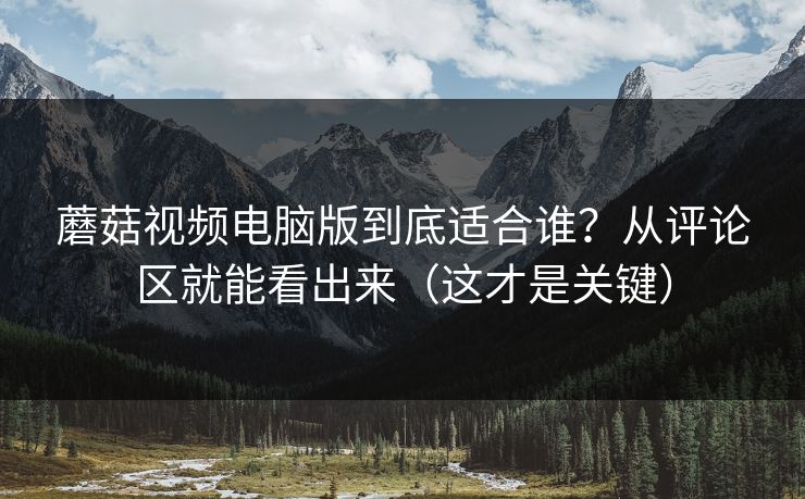 蘑菇视频电脑版到底适合谁？从评论区就能看出来（这才是关键）