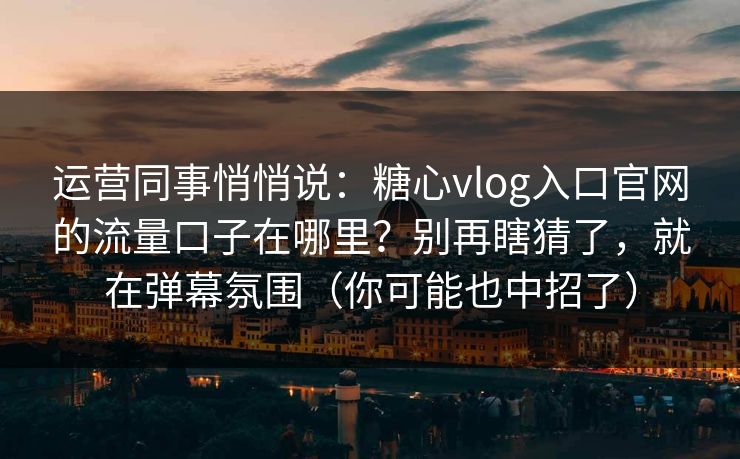 运营同事悄悄说：糖心vlog入口官网的流量口子在哪里？别再瞎猜了，就在弹幕氛围（你可能也中招了）