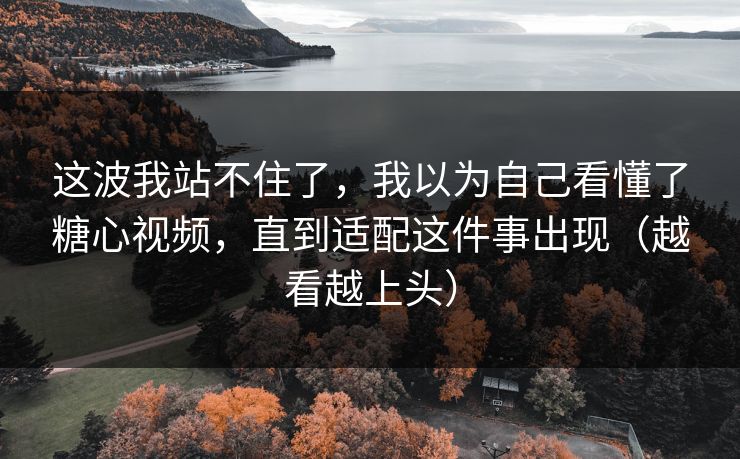 这波我站不住了，我以为自己看懂了糖心视频，直到适配这件事出现（越看越上头）