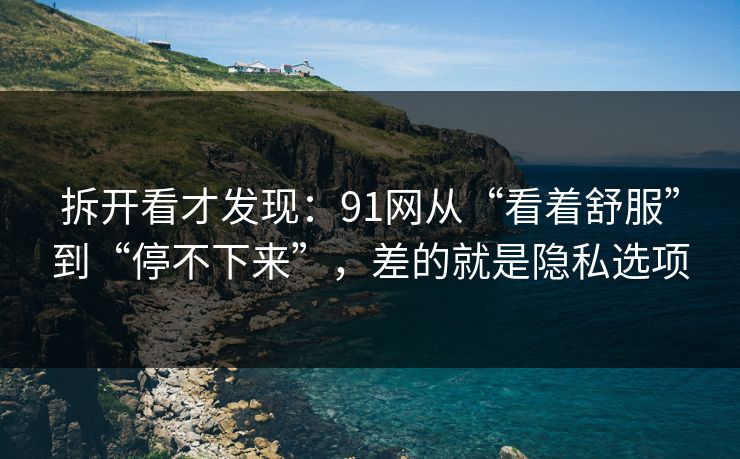 拆开看才发现：91网从“看着舒服”到“停不下来”，差的就是隐私选项